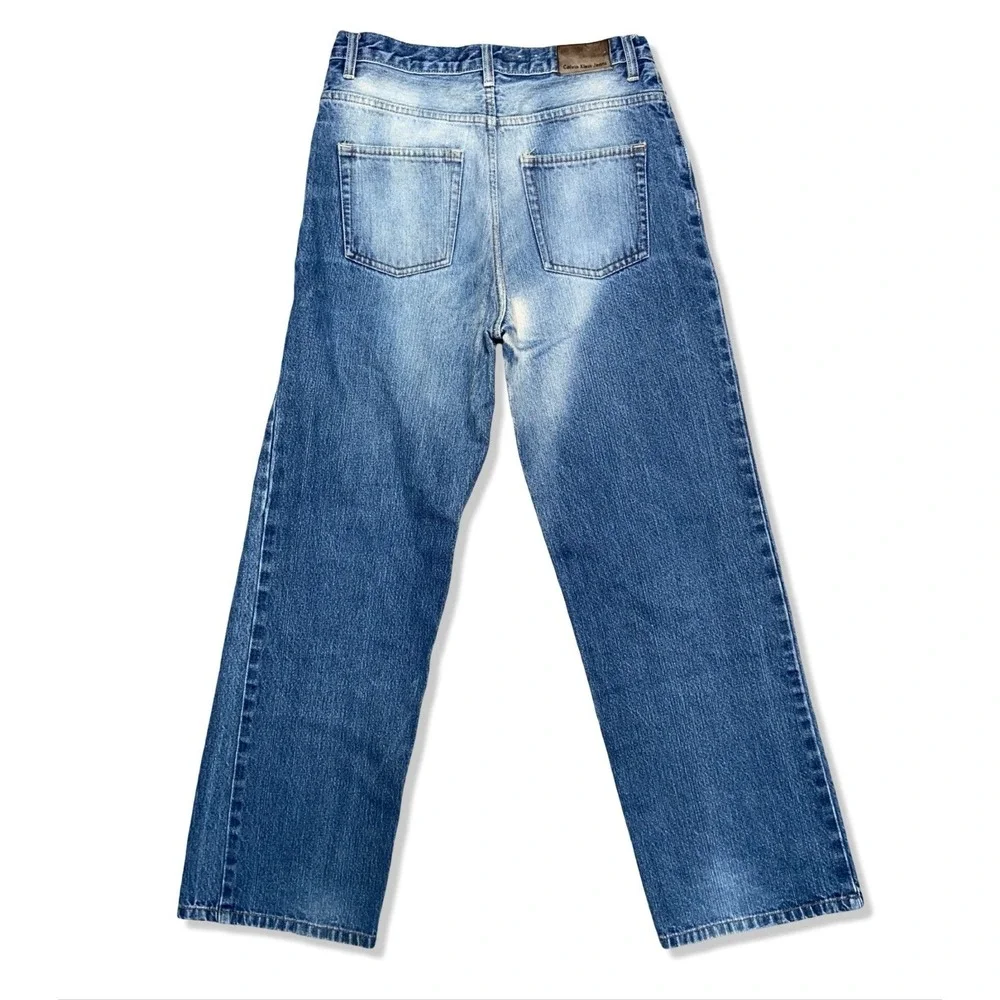 Calvin Klein Jeans Y2K Wide Leg Faded Blue Denim Jeans 30x30 100% Cotton